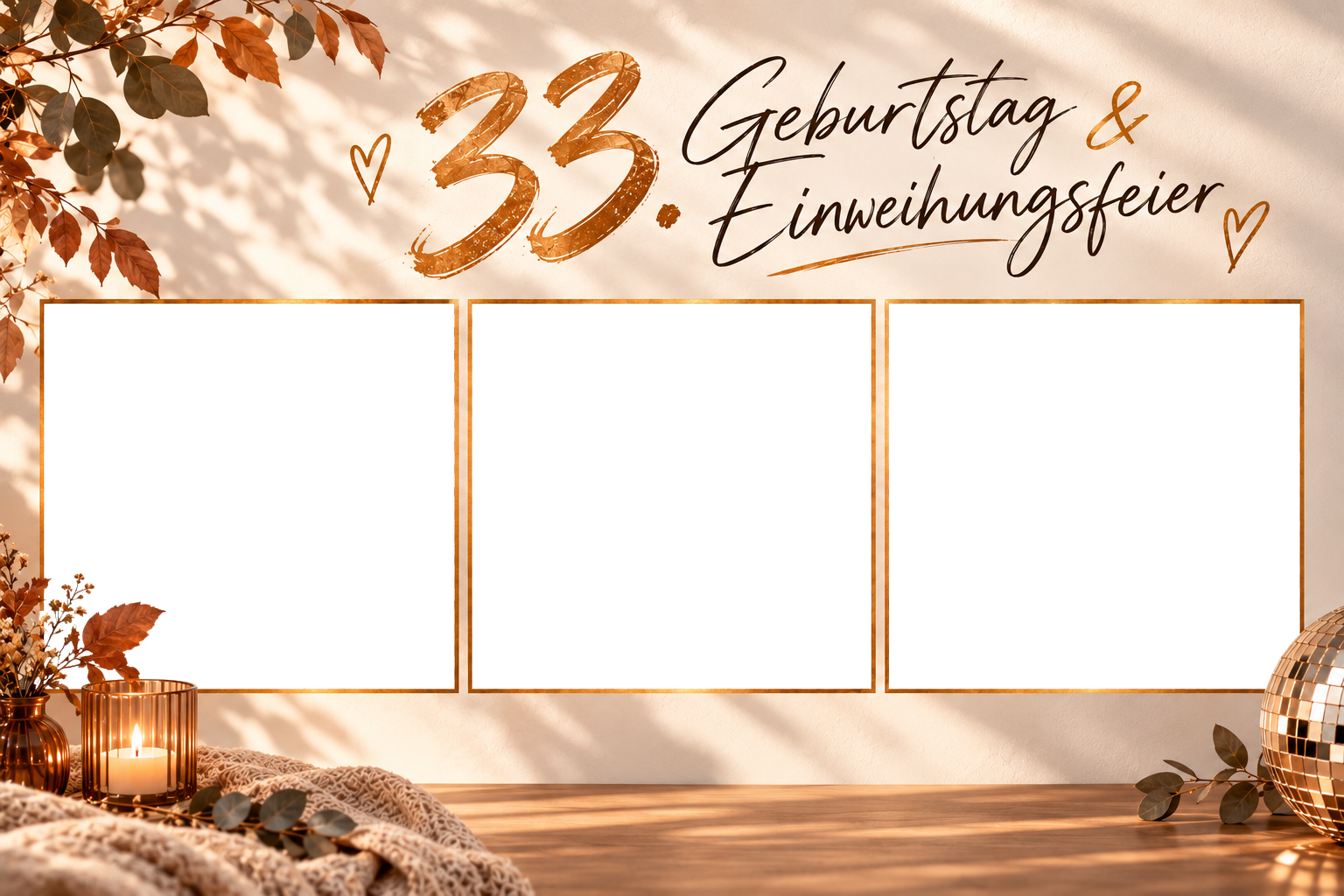 Fotolayouts & Vorlagen 33. Geburtstag und Einweihungsfeier – herbstliches Fotolayout