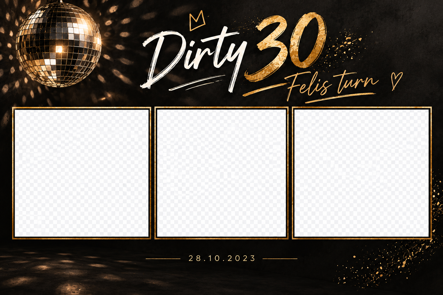 Fotolayouts & Vorlagen Dirty 30 – glamouröse Variante im Querformat